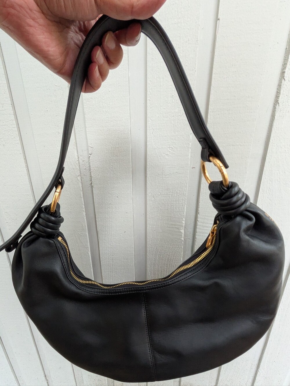 BNWT Alf the Label 3 In 1 Convertible Dumpling Crescent Bag Black Nappa Leather